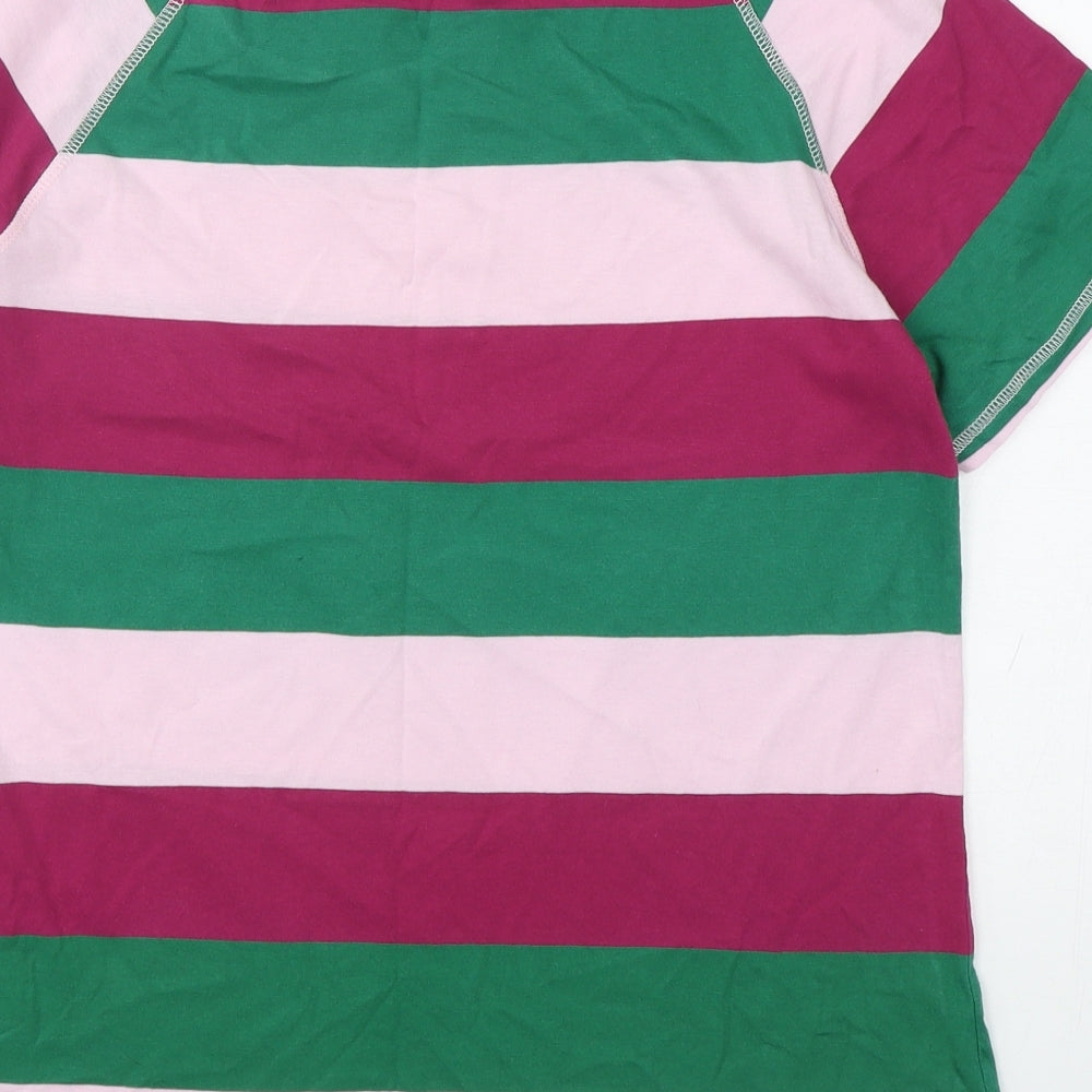 NEXT Womens Multicoloured Striped Cotton Basic T-Shirt Size 16 Round Neck