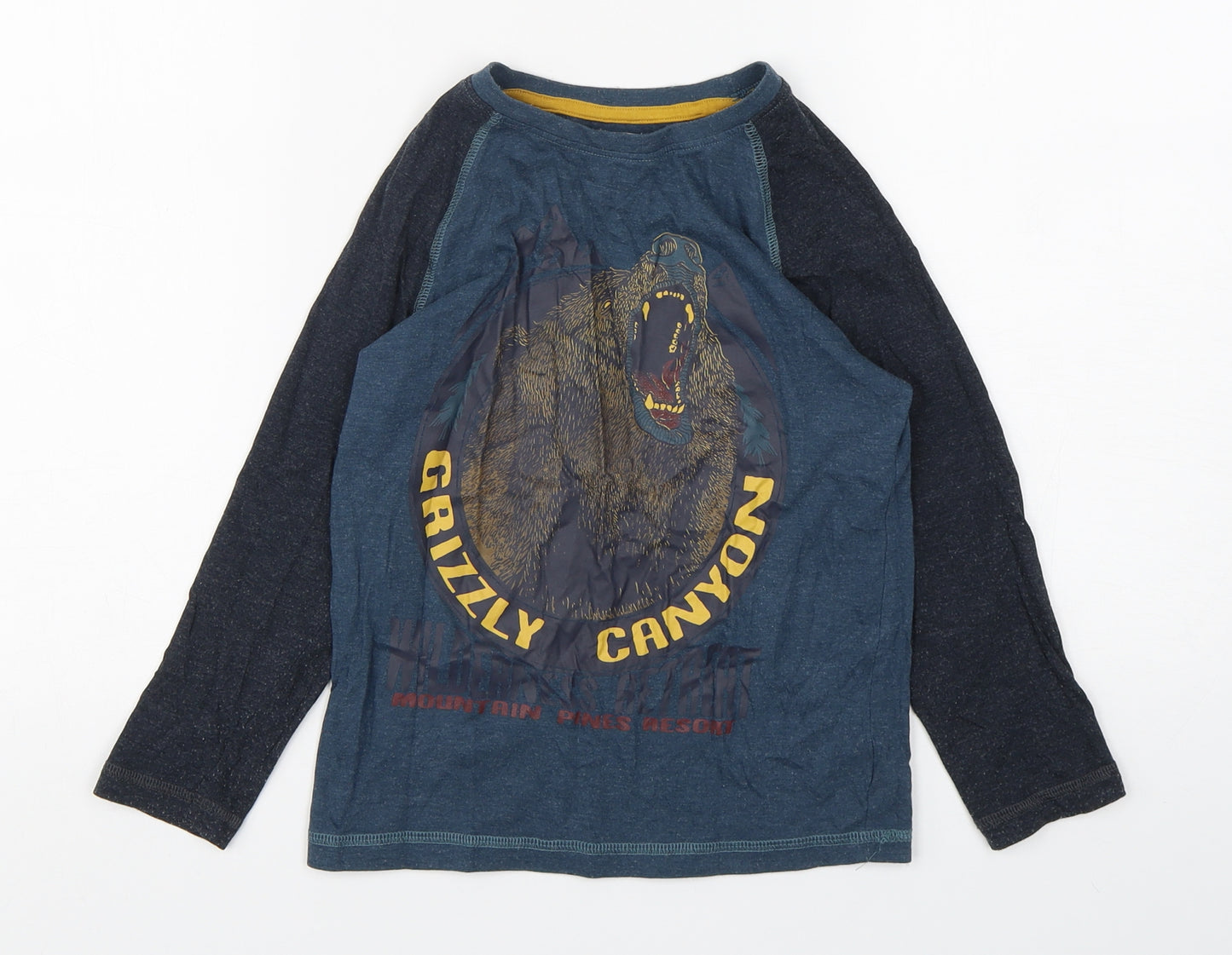 TU Boys Blue  Cotton Basic T-Shirt Size 6 Years Round Neck Pullover - bear print