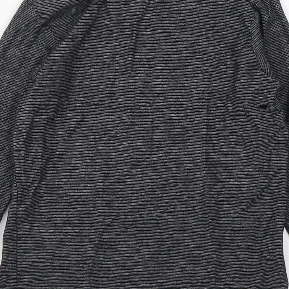 H&M Boys Grey Striped Cotton Basic T-Shirt Size 7-8 Years Round Neck Pullover