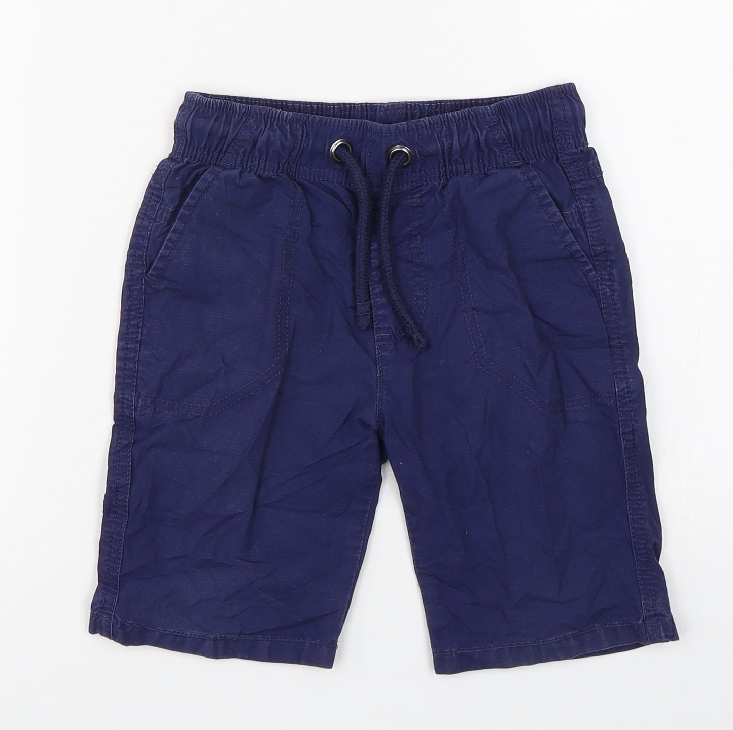 Marks and Spencer Boys Blue  Cotton Bermuda Shorts Size 5-6 Years  Regular Drawstring
