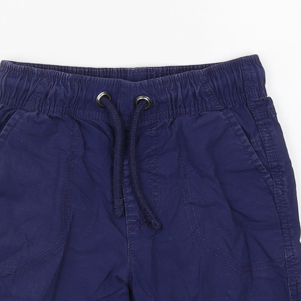 Marks and Spencer Boys Blue  Cotton Bermuda Shorts Size 5-6 Years  Regular Drawstring