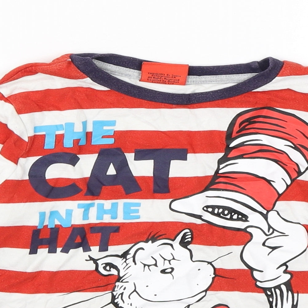 BHS Boys Multicoloured Spotted Cotton Basic T-Shirt Size 7 Years Round Neck Pullover - Cat in the Hat
