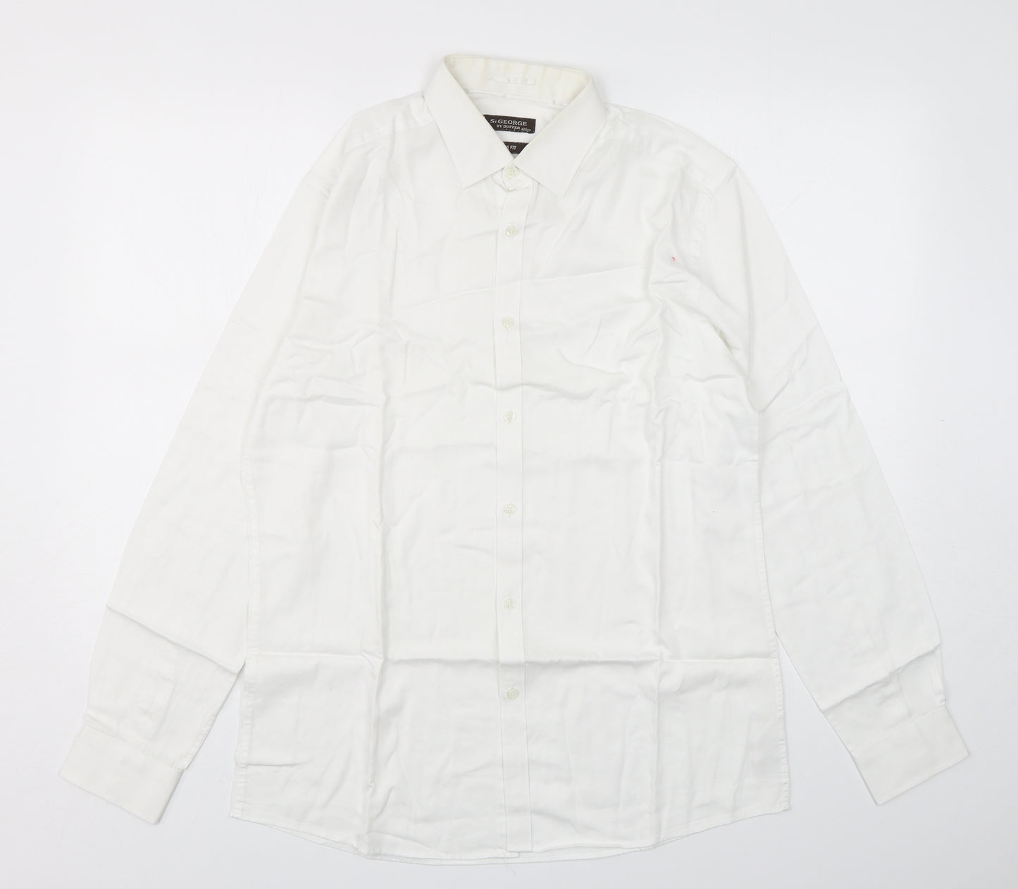 Duffer  Mens White  Cotton  Dress Shirt Size 16 Collared Button