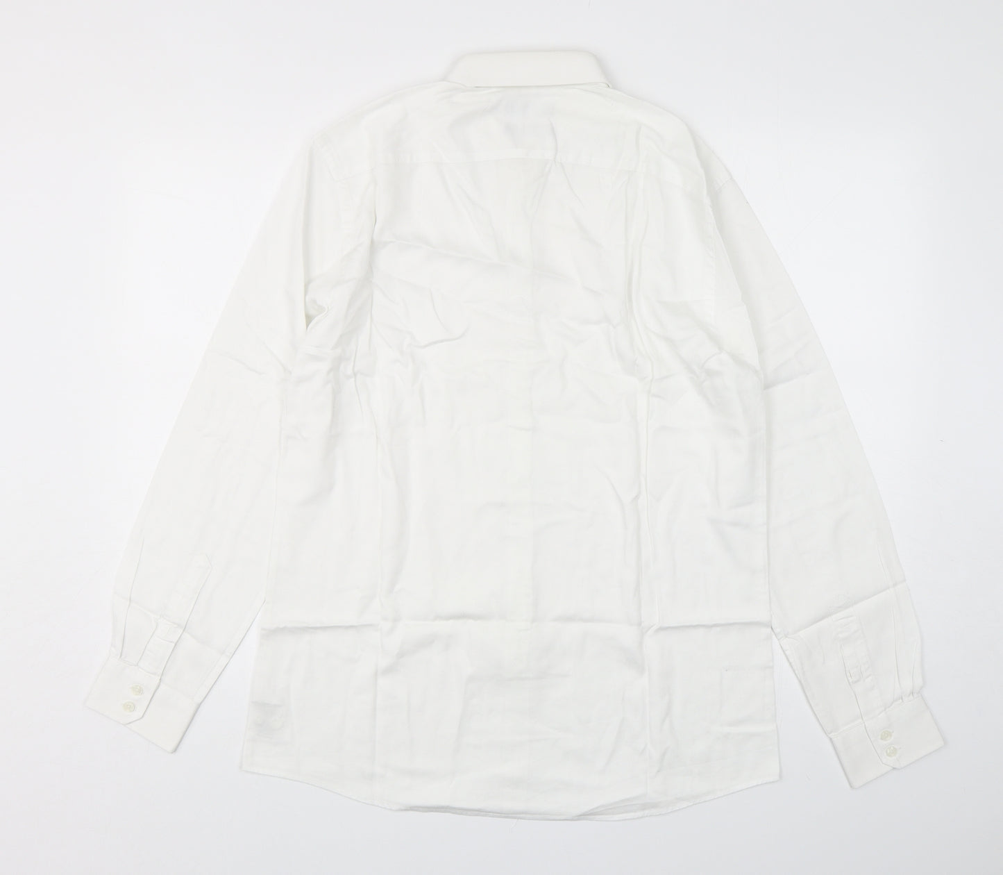 Duffer  Mens White  Cotton  Dress Shirt Size 16 Collared Button