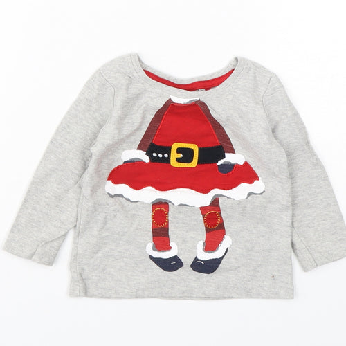 NEXT Boys Grey  Cotton Basic T-Shirt Size 3-6 Months Round Neck Pullover - Christmas