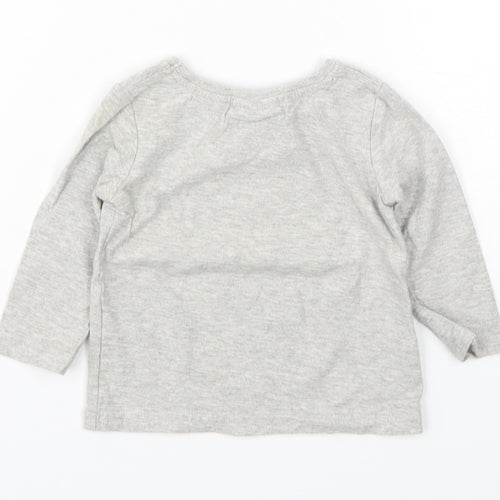 NEXT Boys Grey  Cotton Basic T-Shirt Size 3-6 Months Round Neck Pullover - Christmas