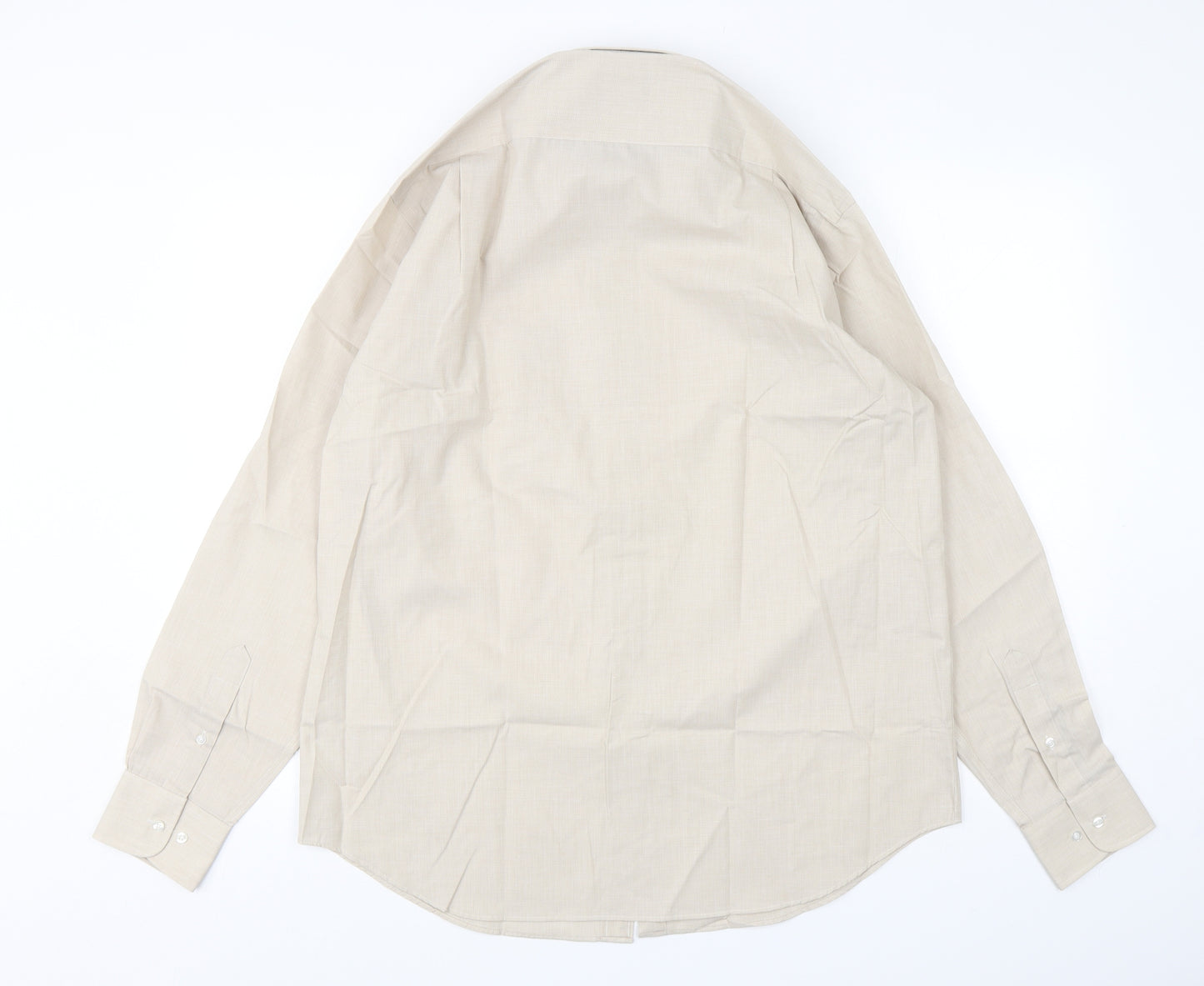 Thomas Nash Mens Beige  Cotton  Dress Shirt Size 16.5 Collared Button