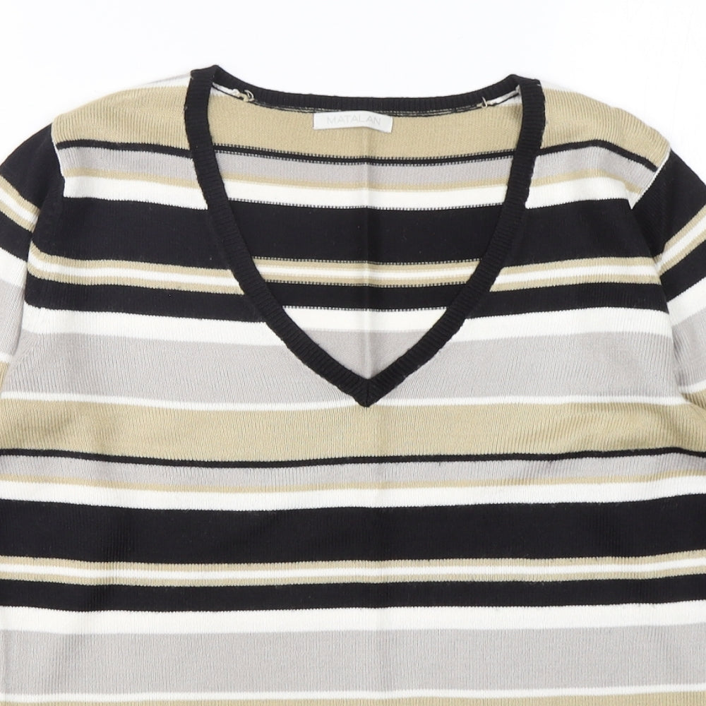 Matalan Womens Multicoloured Collared Striped Acrylic Pullover Jumper Size 10