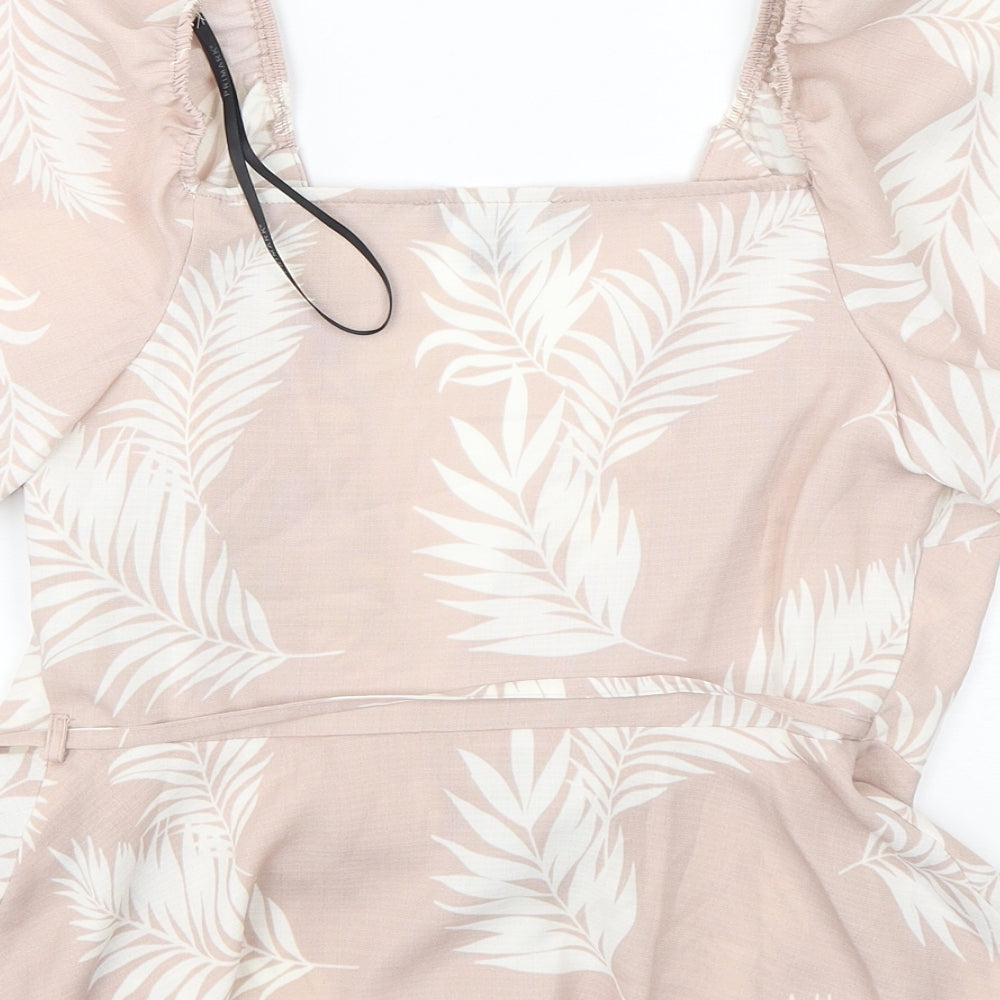 Primark Womens Pink Floral Polyester Wrap Blouse Size 8 V-Neck