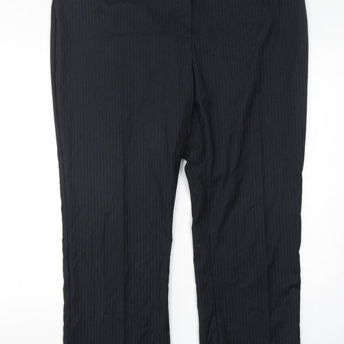 Marks and Spencer Womens Blue Striped Polyester Trousers  Size 20 L29 in Regular