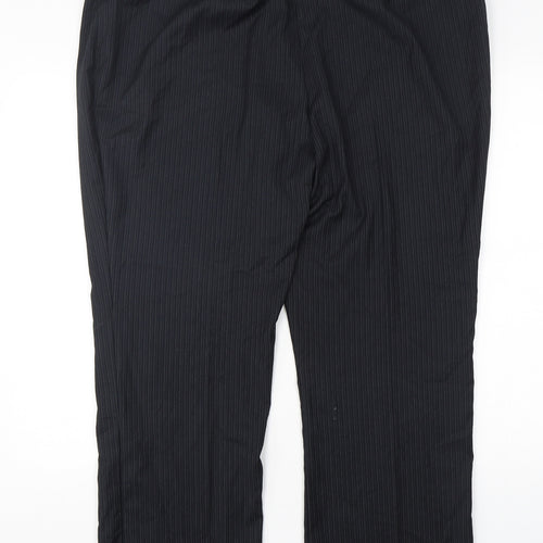 Marks and Spencer Womens Blue Striped Polyester Trousers  Size 20 L29 in Regular
