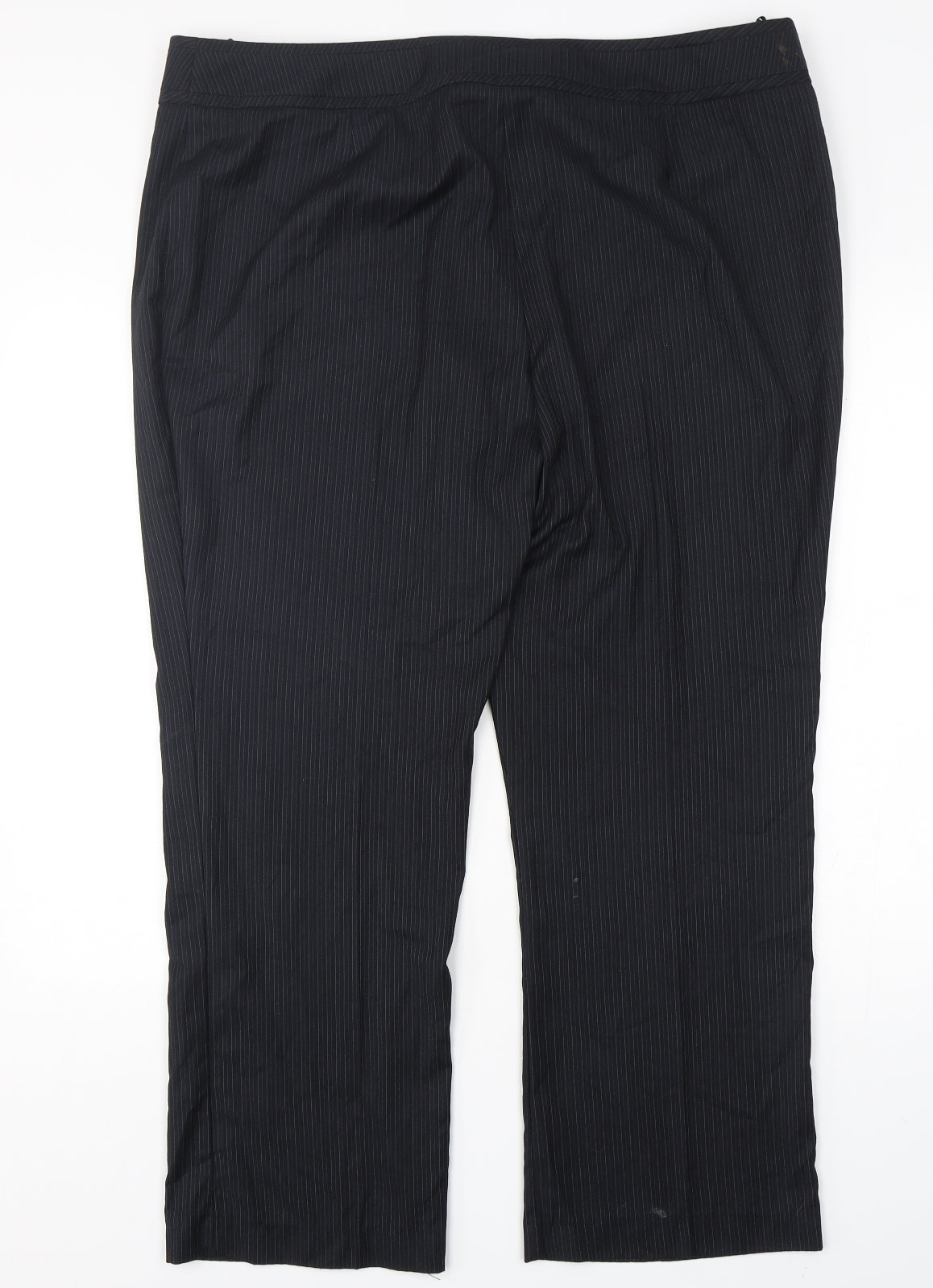 Marks and Spencer Womens Blue Striped Polyester Trousers  Size 20 L29 in Regular