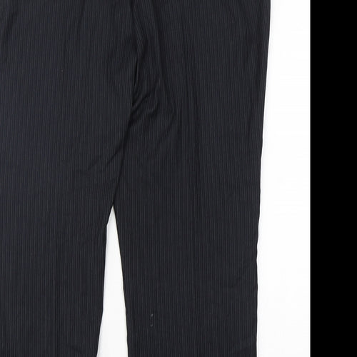 Marks and Spencer Womens Blue Striped Polyester Trousers  Size 20 L29 in Regular