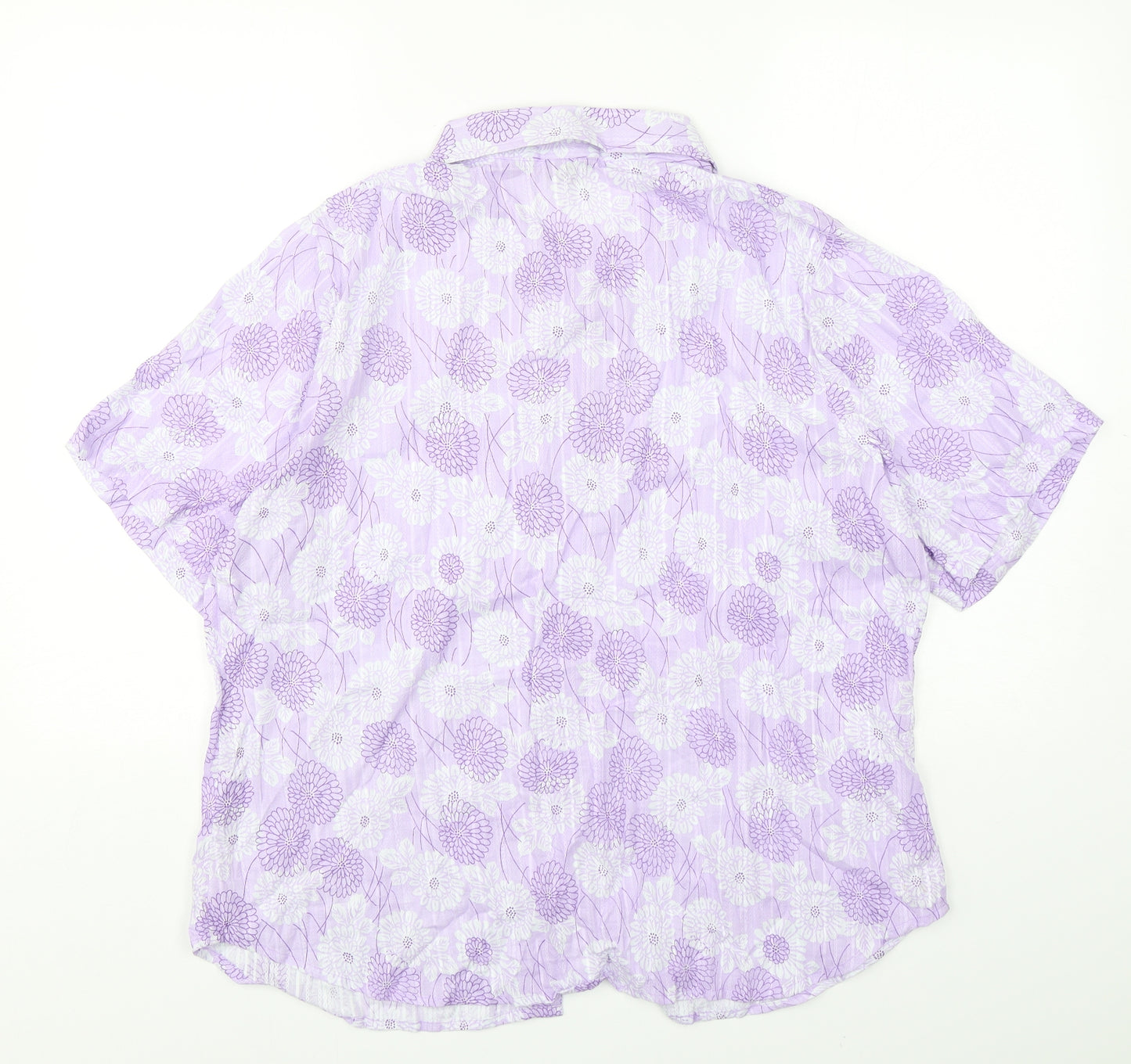 Patra Womens Purple Floral Cotton Basic Button-Up Size 2XL Collared