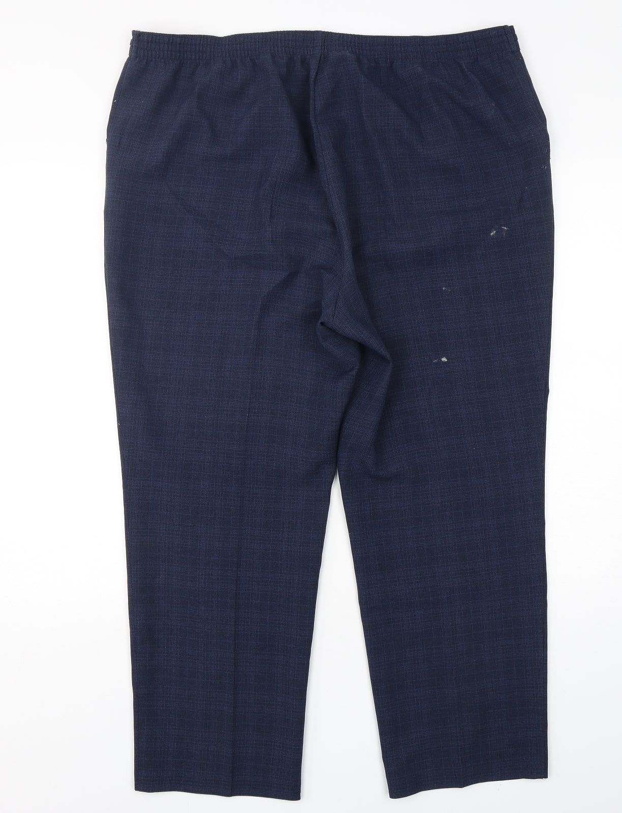 Marks and Spencer Womens Blue Check Polyester Trousers  Size 18 L27 in Regular