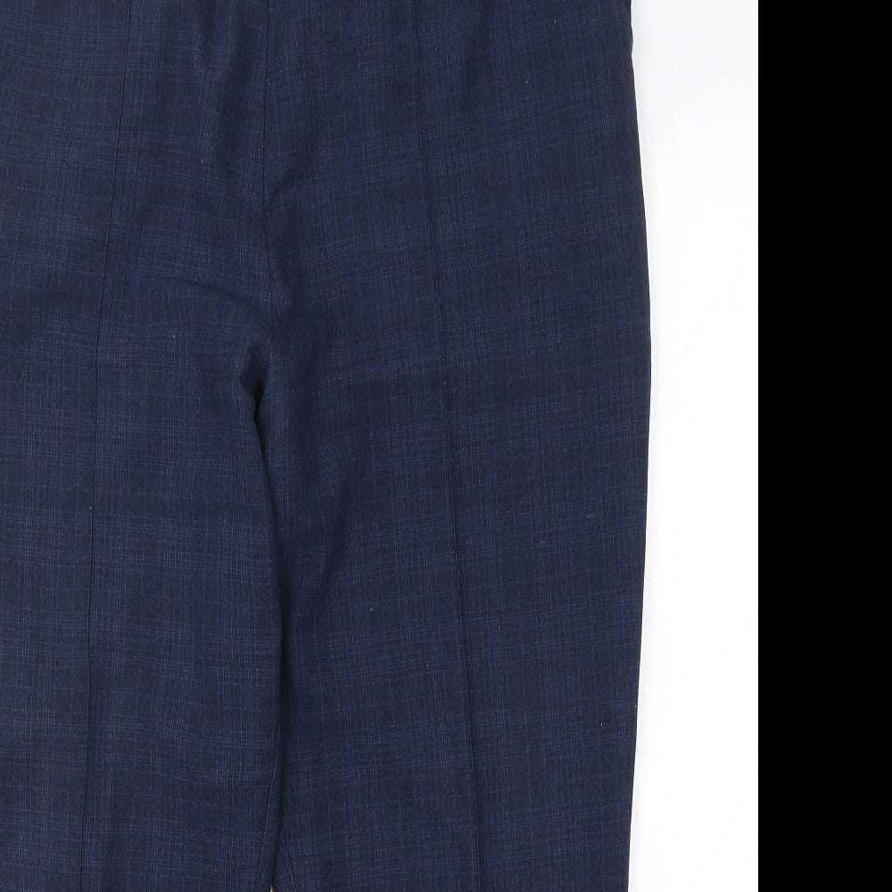 Marks and Spencer Womens Blue Check Polyester Trousers  Size 18 L27 in Regular