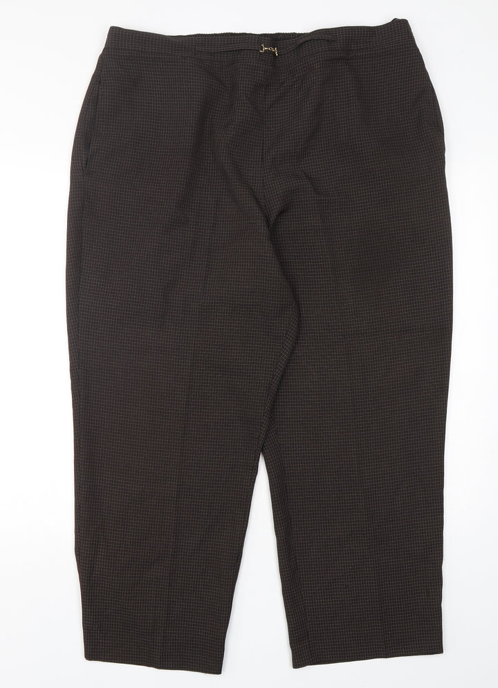 BHS Womens Brown Check Polyester Trousers Size 20 L28 in Regular