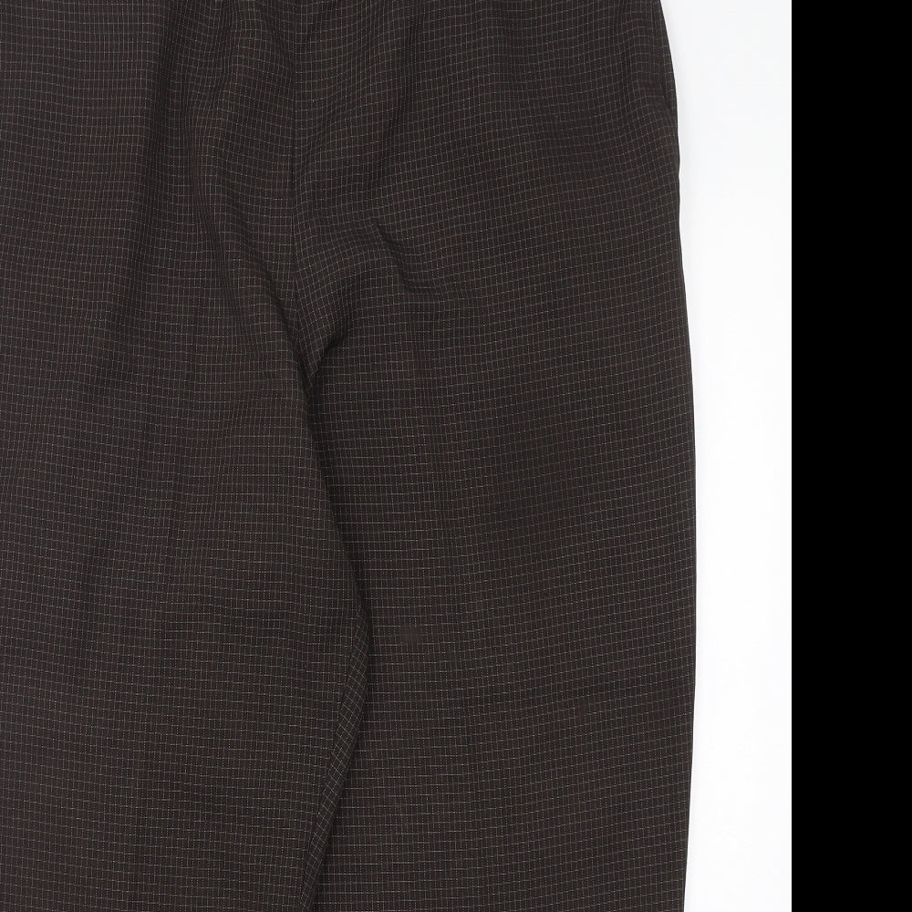 BHS Womens Brown Check Polyester Trousers  Size 20 L28 in Regular