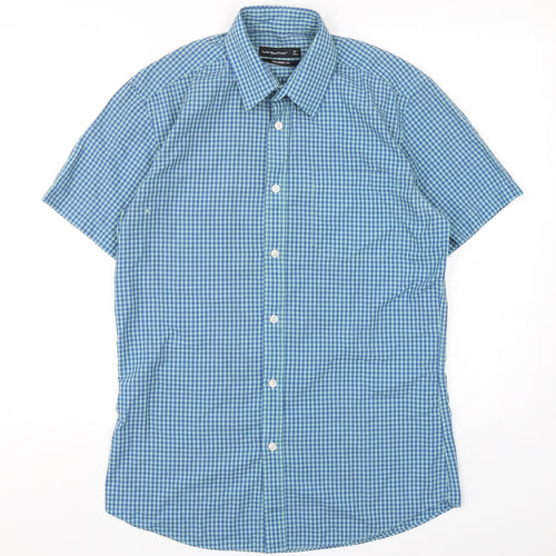 Cedar Wood State Mens Multicoloured Check Cotton  Button-Up Size 15 Collared Button