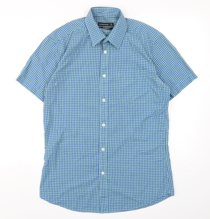 Cedar Wood State Mens Multicoloured Check Cotton  Button-Up Size 15 Collared Button
