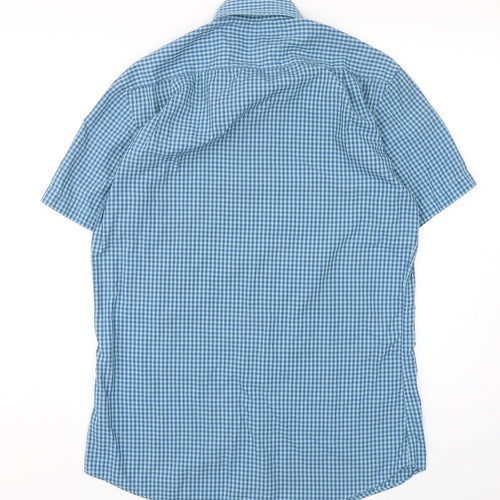 Cedar Wood State Mens Multicoloured Check Cotton  Button-Up Size 15 Collared Button