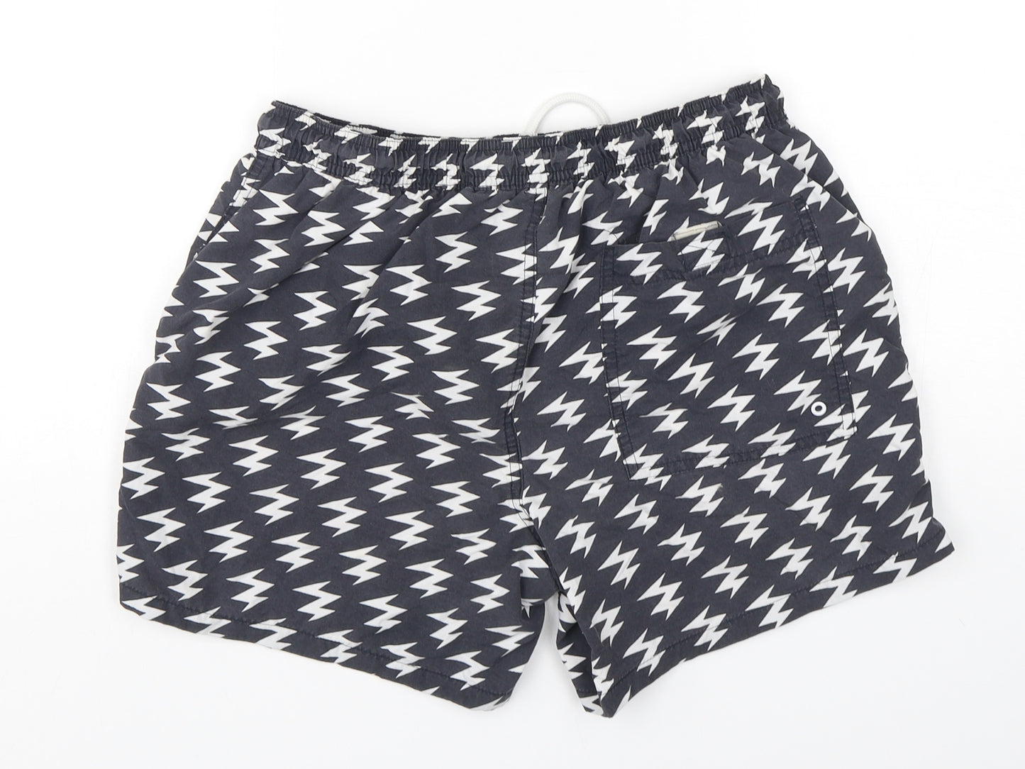 brave Soul  Mens Grey Geometric Polyester Bermuda Shorts Size M  Regular  - Swim Shorts