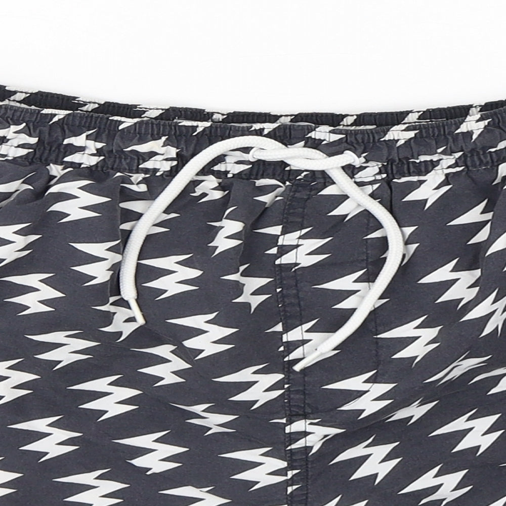 brave Soul  Mens Grey Geometric Polyester Bermuda Shorts Size M  Regular  - Swim Shorts