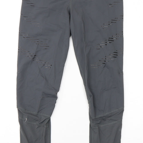 adidas Womens Grey  Polyamide Compression Leggings Size 8 L27 in Regular