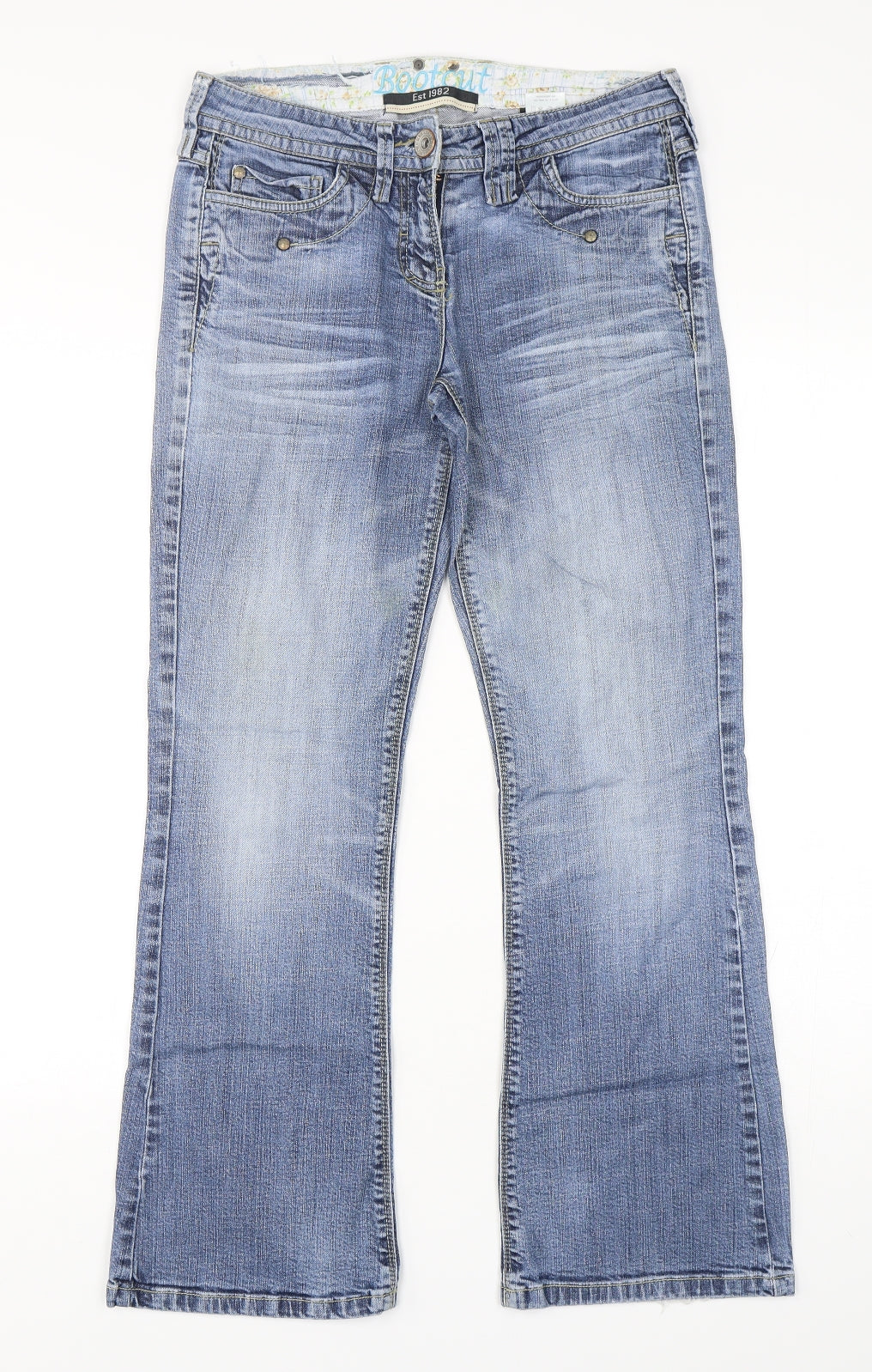 NEXT Womens Blue  Cotton Bootcut Jeans Size 8 L28 in Regular