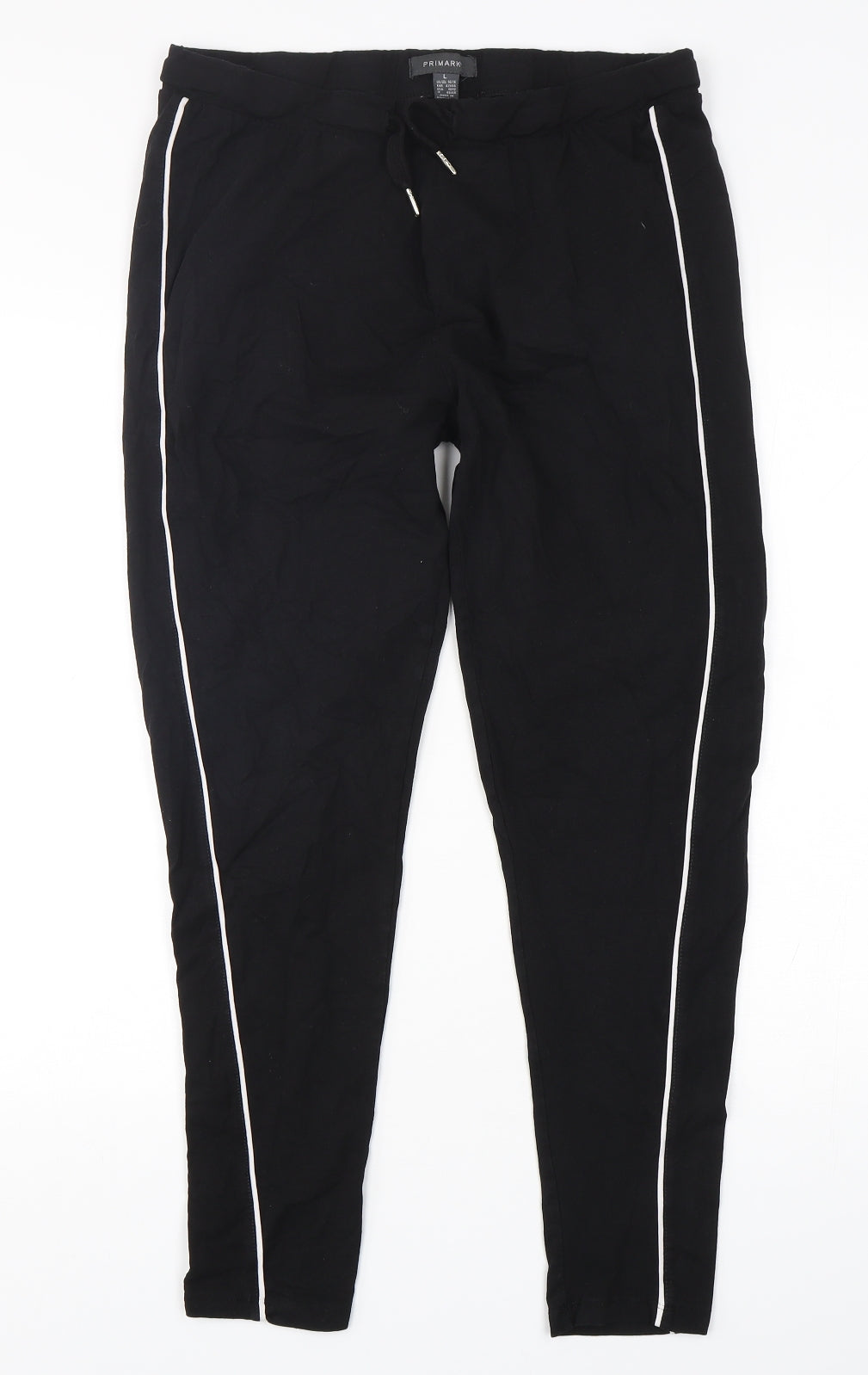 Primark Womens Black  Cotton Sweatpants Trousers Size 14 L28 in Regular Drawstring