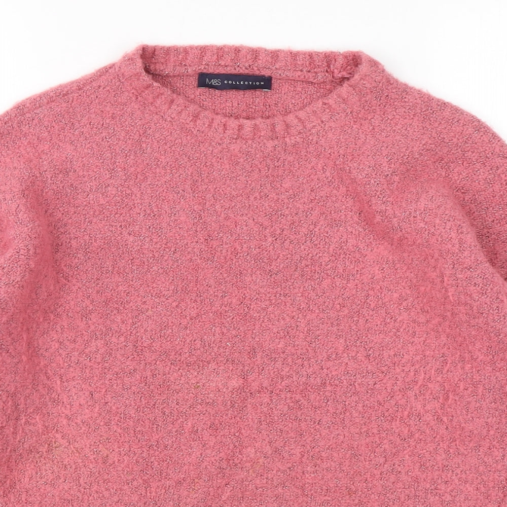 Marks and Spencer Womens Pink Round Neck  Acrylic Pullover Jumper Size S