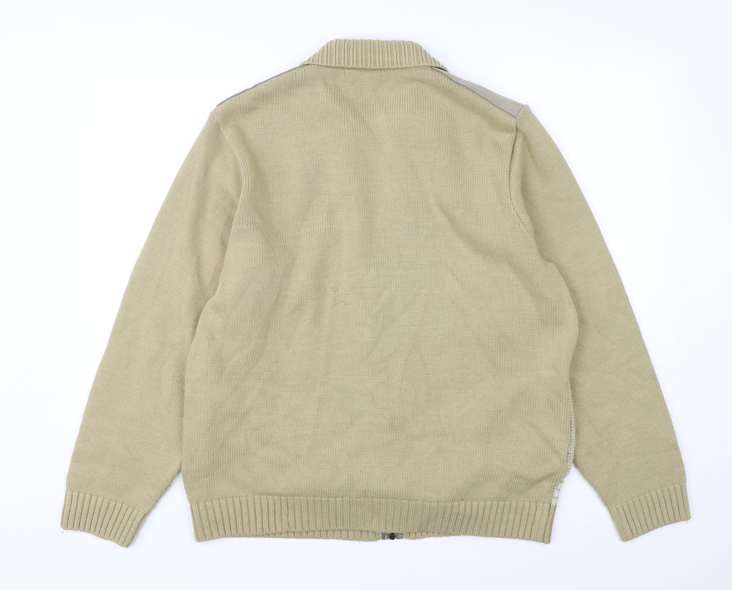 Marks and Spencer Mens Beige Collared  Acrylic Cardigan Jumper Size L
