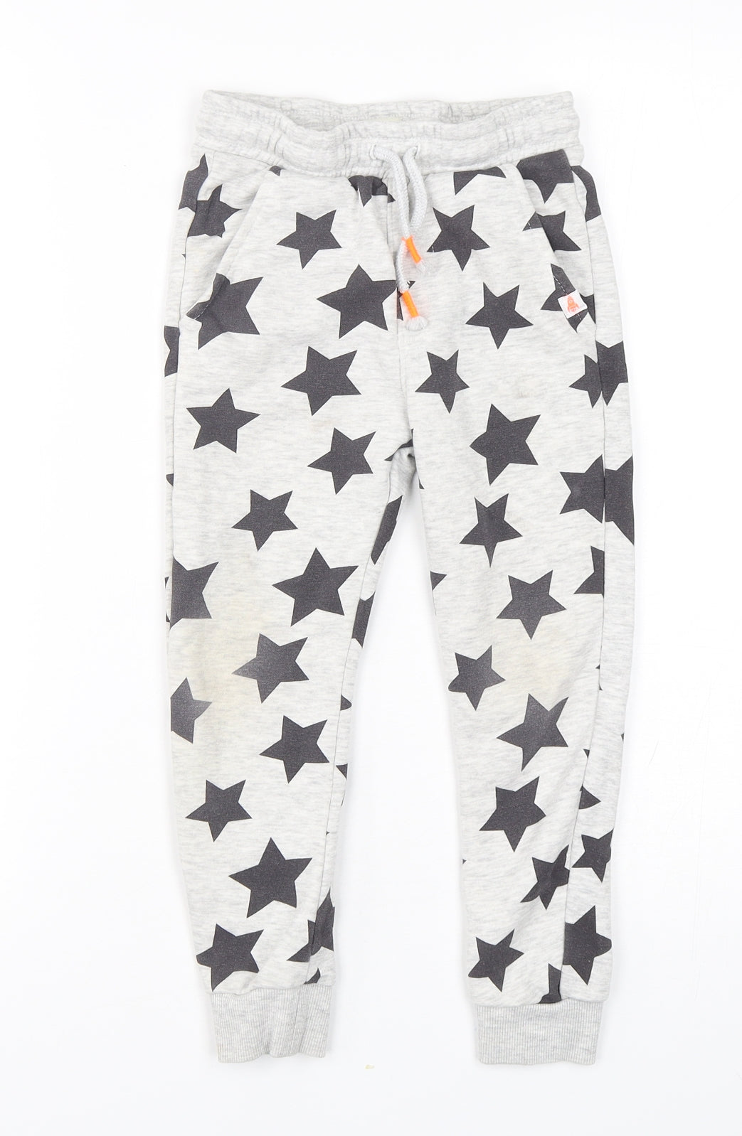 F&F Boys Grey Geometric Cotton Sweatpants Trousers Size 4-5 Years  Regular Drawstring