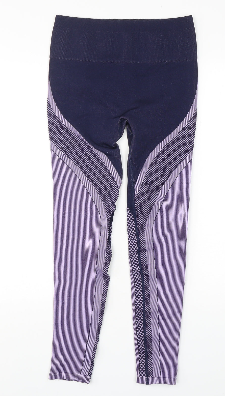 Fabletics Womens Purple Striped Polyester Compression Leggings Size M L26 in Regular