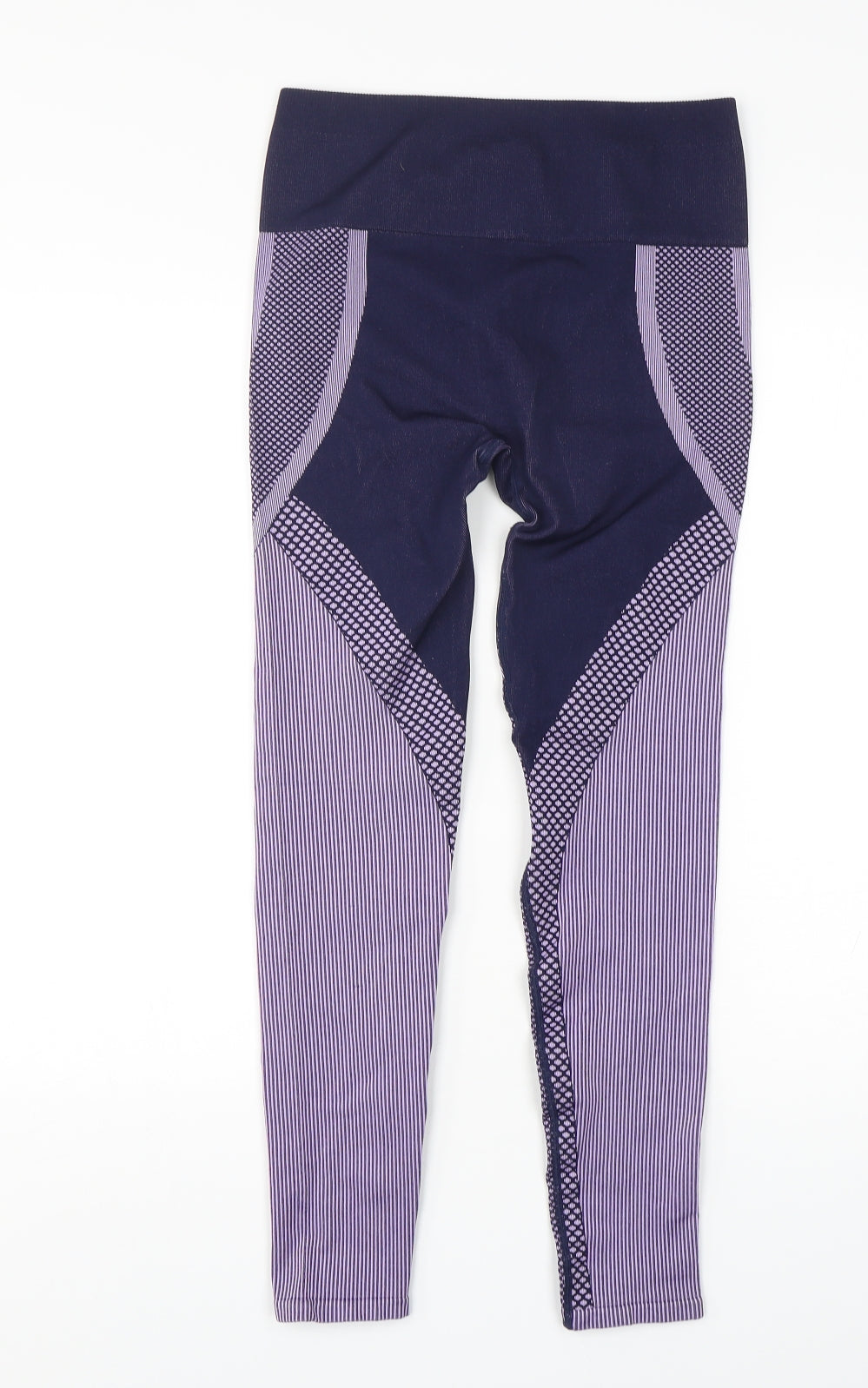 Fabletics Womens Purple Striped Polyester Compression Leggings Size M L26 in Regular
