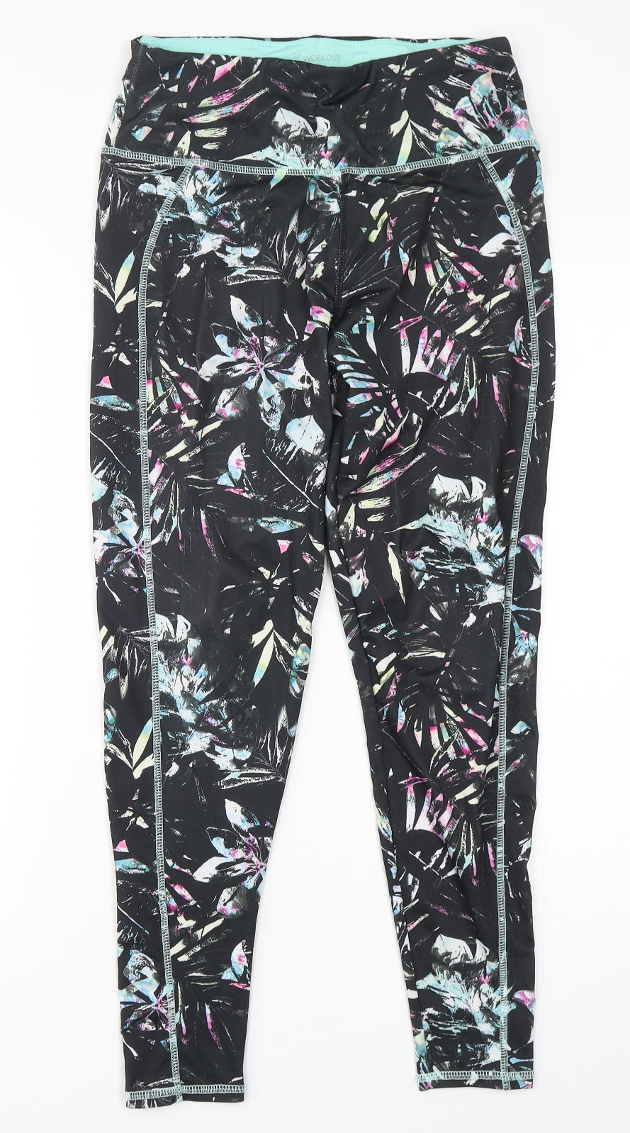Workout Womens Multicoloured Geometric Polyester Compression Leggings Size 10 L27 in Regular