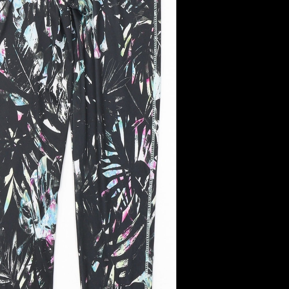 Workout Womens Multicoloured Geometric Polyester Compression Leggings Size 10 L27 in Regular