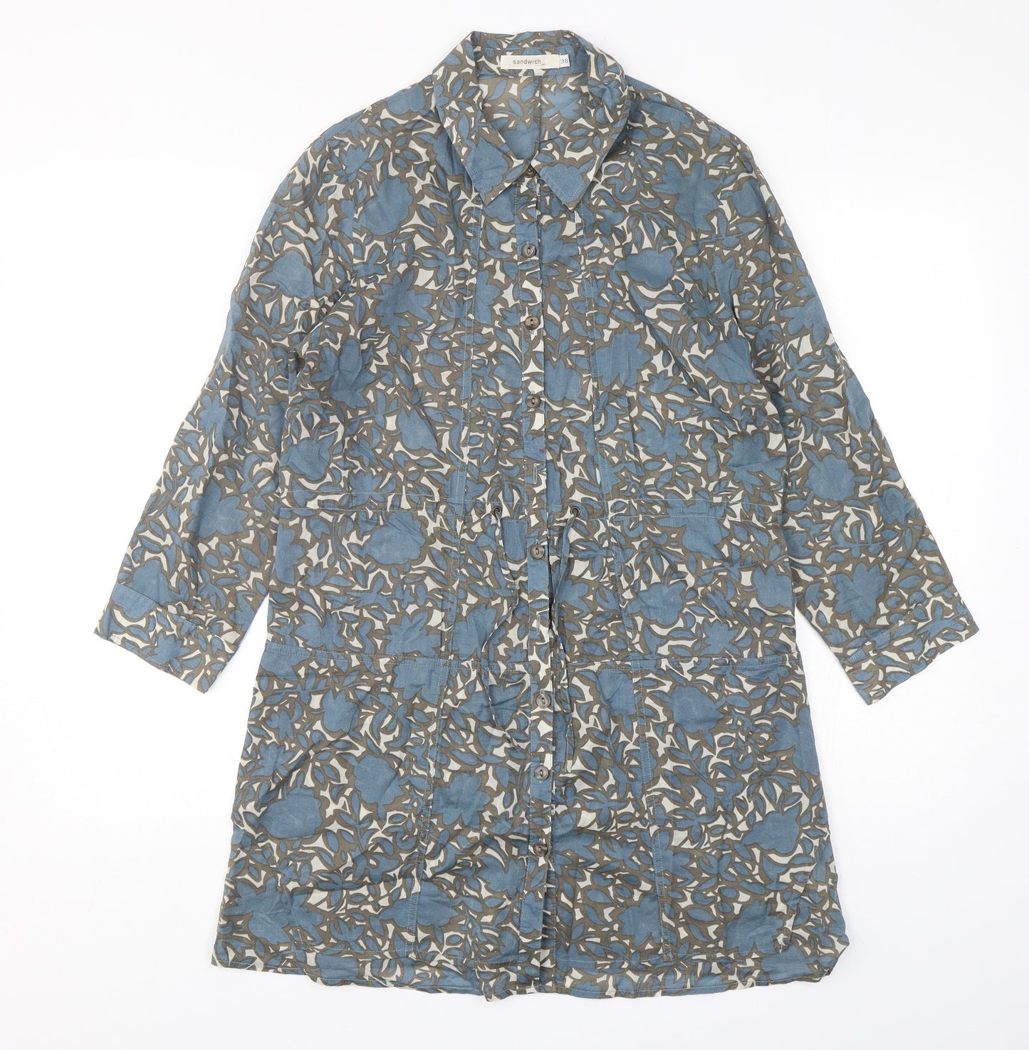 Sandwich Womens Multicoloured Floral Polyester Shirt Dress  Size 10  Collared Button