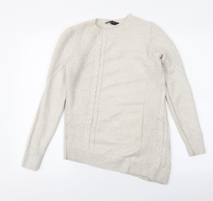 Dorothy Perkins Womens Beige Round Neck  Acrylic Pullover Jumper Size 8