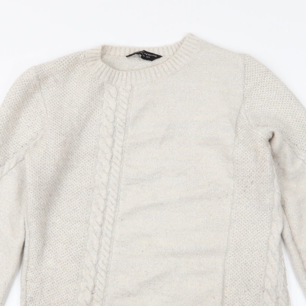 Dorothy Perkins Womens Beige Round Neck  Acrylic Pullover Jumper Size 8