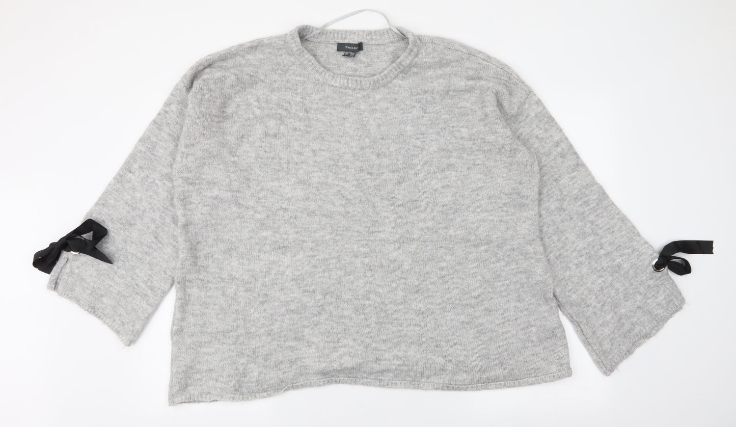Primark Womens Grey Round Neck  Acrylic Pullover Jumper Size XL