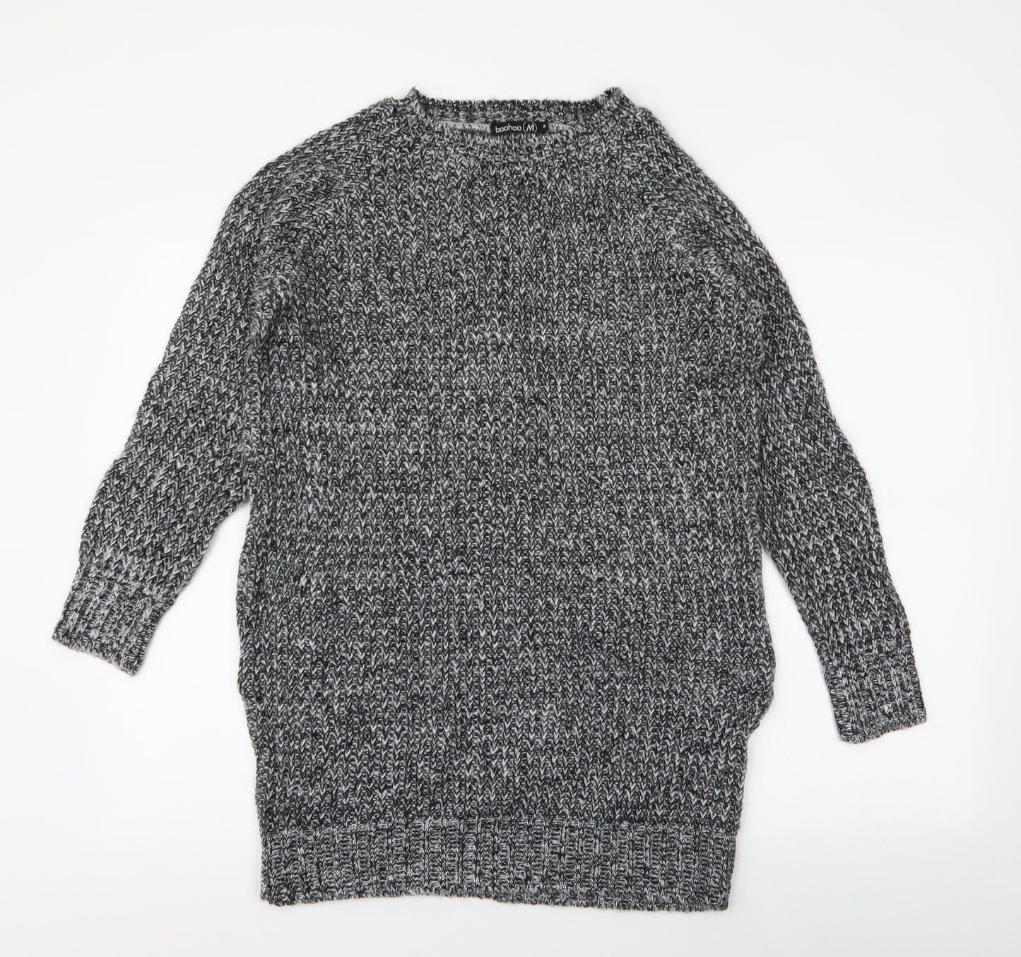 Boohoo Womens Grey Round Neck  Acrylic Pullover Jumper Size M