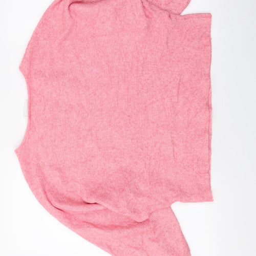 VILA Womens Pink Boat Neck  Viscose Pullover Jumper Size M