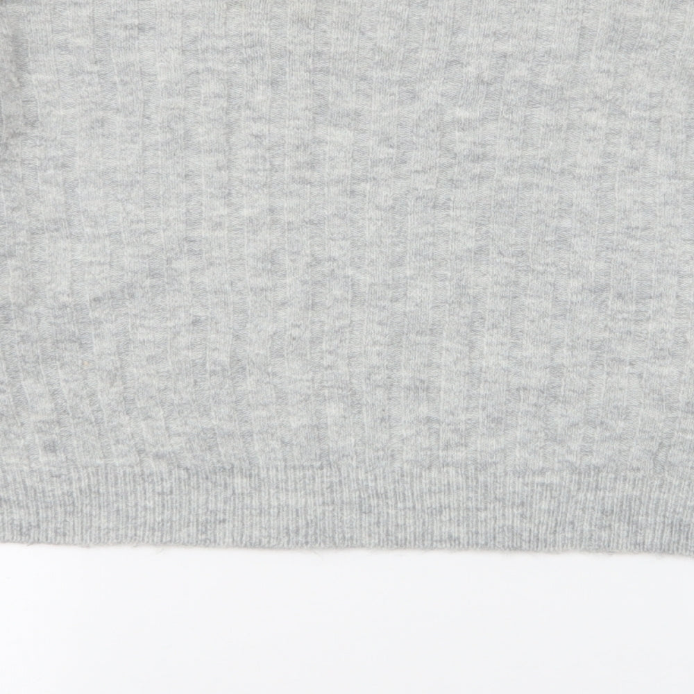 Topshop Womens Grey Round Neck  Acrylic Pullover Jumper Size 8   - Cropped