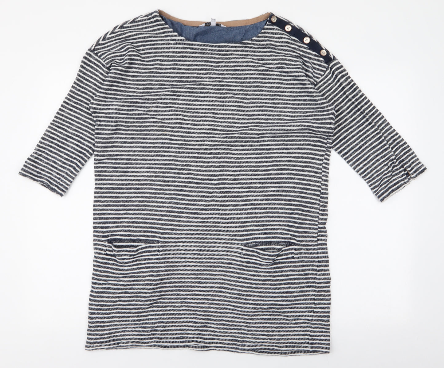 NEXT Womens Blue Round Neck Striped 100% Cotton Pullover Jumper Size 16