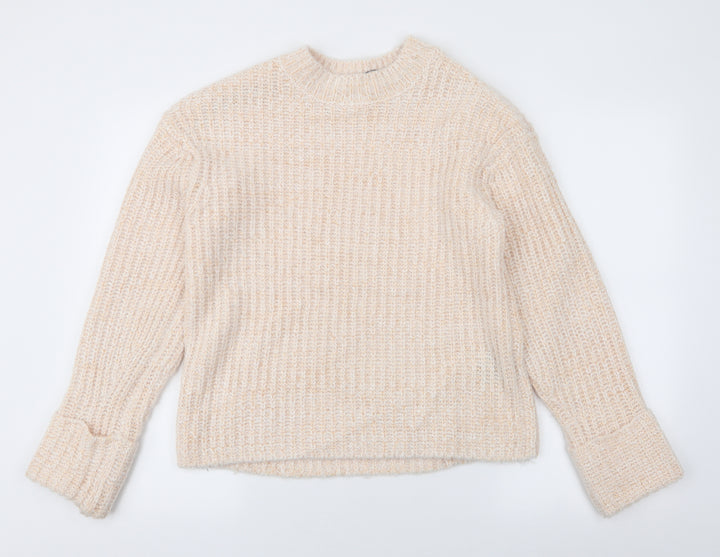 H&M Womens Ivory High Neck  Polyester Pullover Jumper Size XS   - `