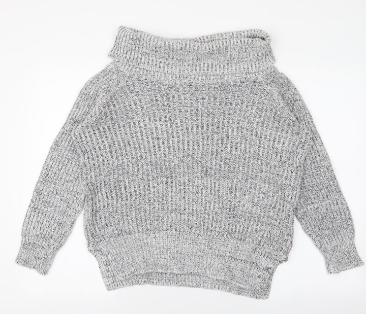 New Look Womens Grey Roll Neck  Acrylic Pullover Jumper Size 8