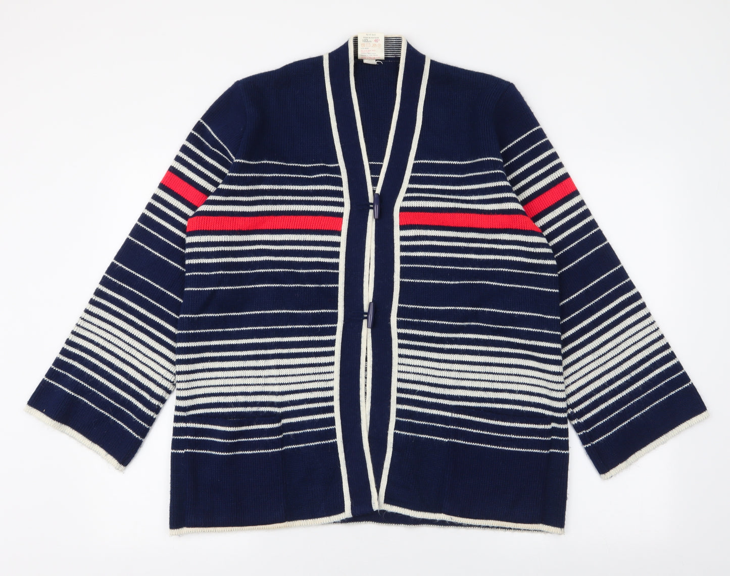 St Michael Womens Multicoloured V-Neck Striped Acrylic Cardigan Jumper Size 18