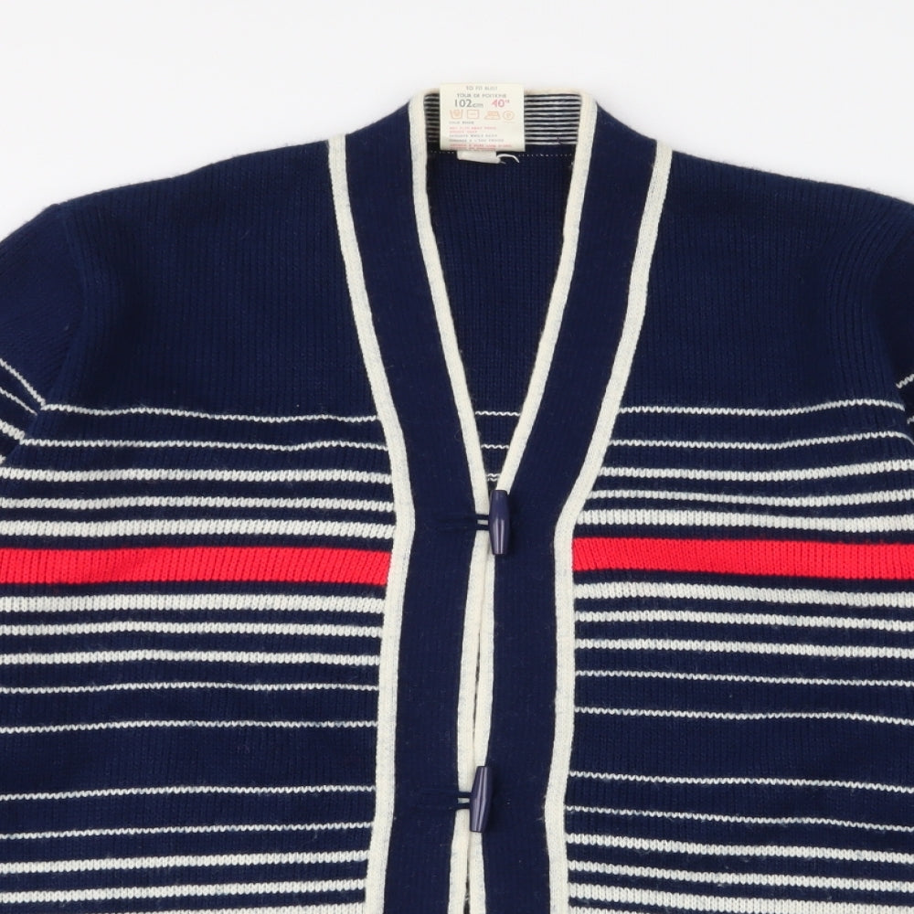 St Michael Womens Multicoloured V-Neck Striped Acrylic Cardigan Jumper Size 18