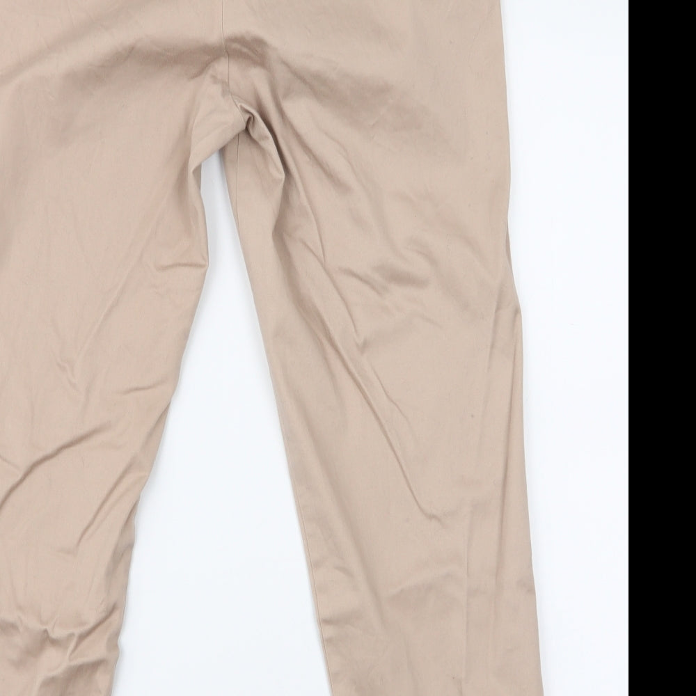 Oasis Womens Beige  Cotton Capri Trousers Size 14 L23 in Regular Zip